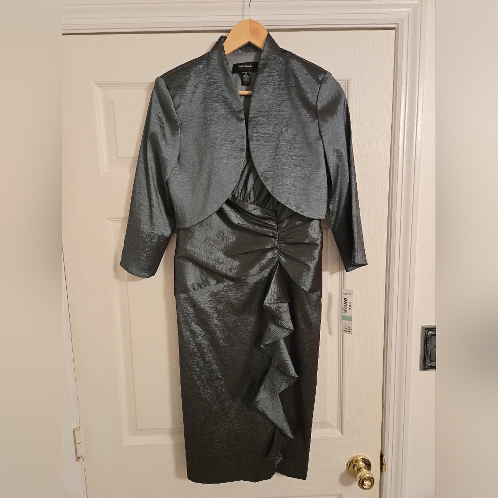 R&M Richards Formal Sage Green Dress With Bolero Size 8 NWT